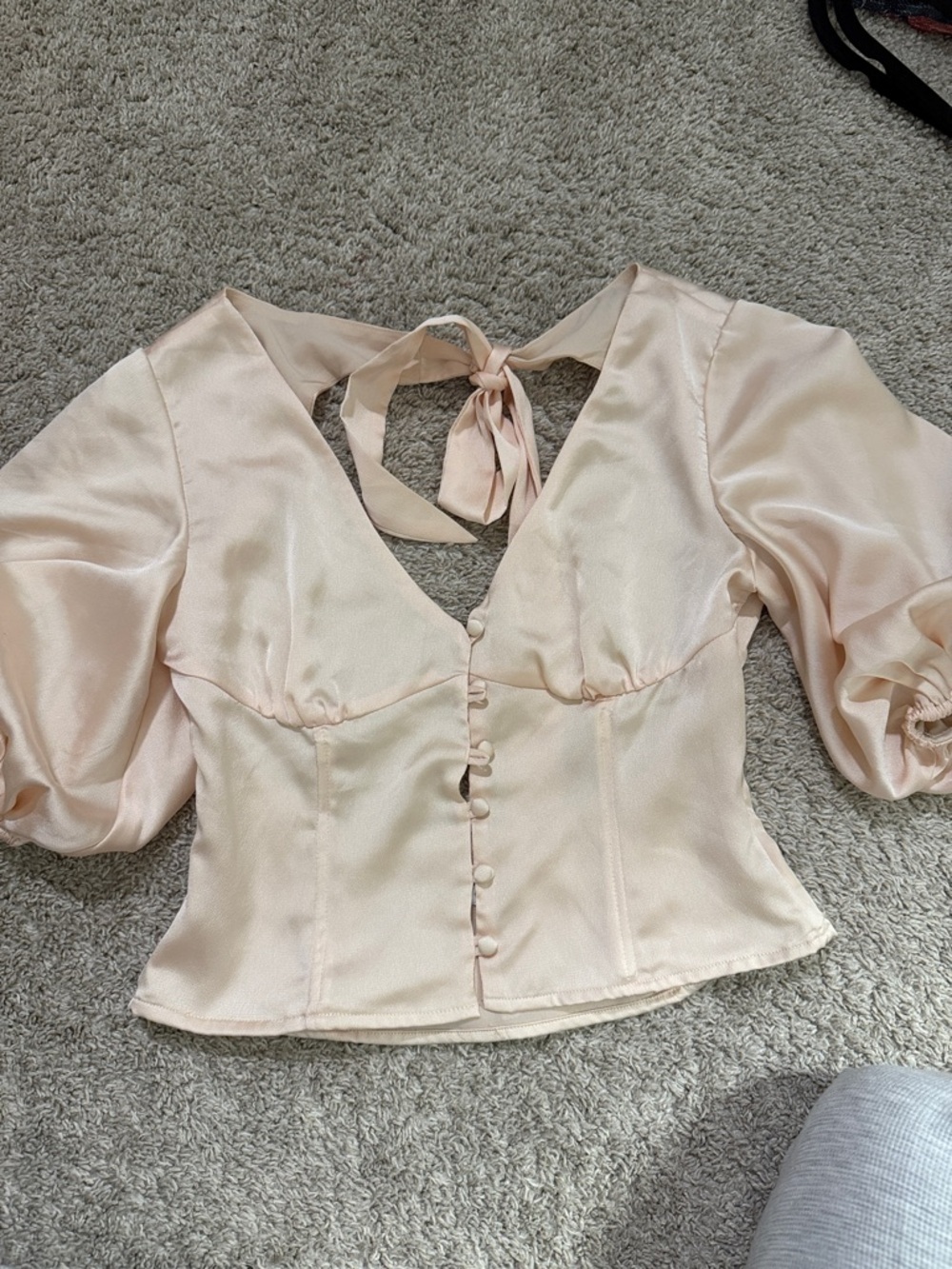 sabo satin open back blouse